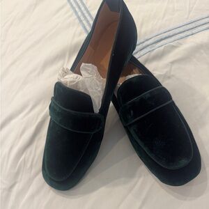 J. Crew Women's Moccasins in Dark Green Velvet